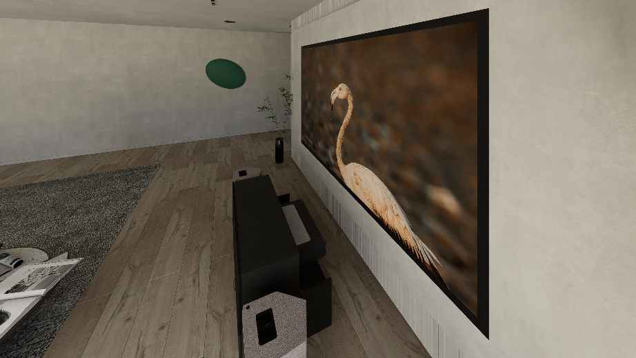 High Profile Core Black Cabinet designed for integrating Ultra Short Throw Projector,Center Channel and Fixed screen with elegant doors.